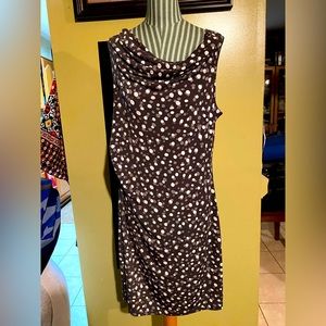 Petite - LOFT - Grey/White Dot Print Sleeveless Polyester Dress - Size LP